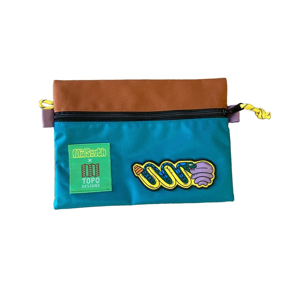 Topo Designs x MidSouth Accessory Pouch NWOT Blue Clay Brown Snake Patch